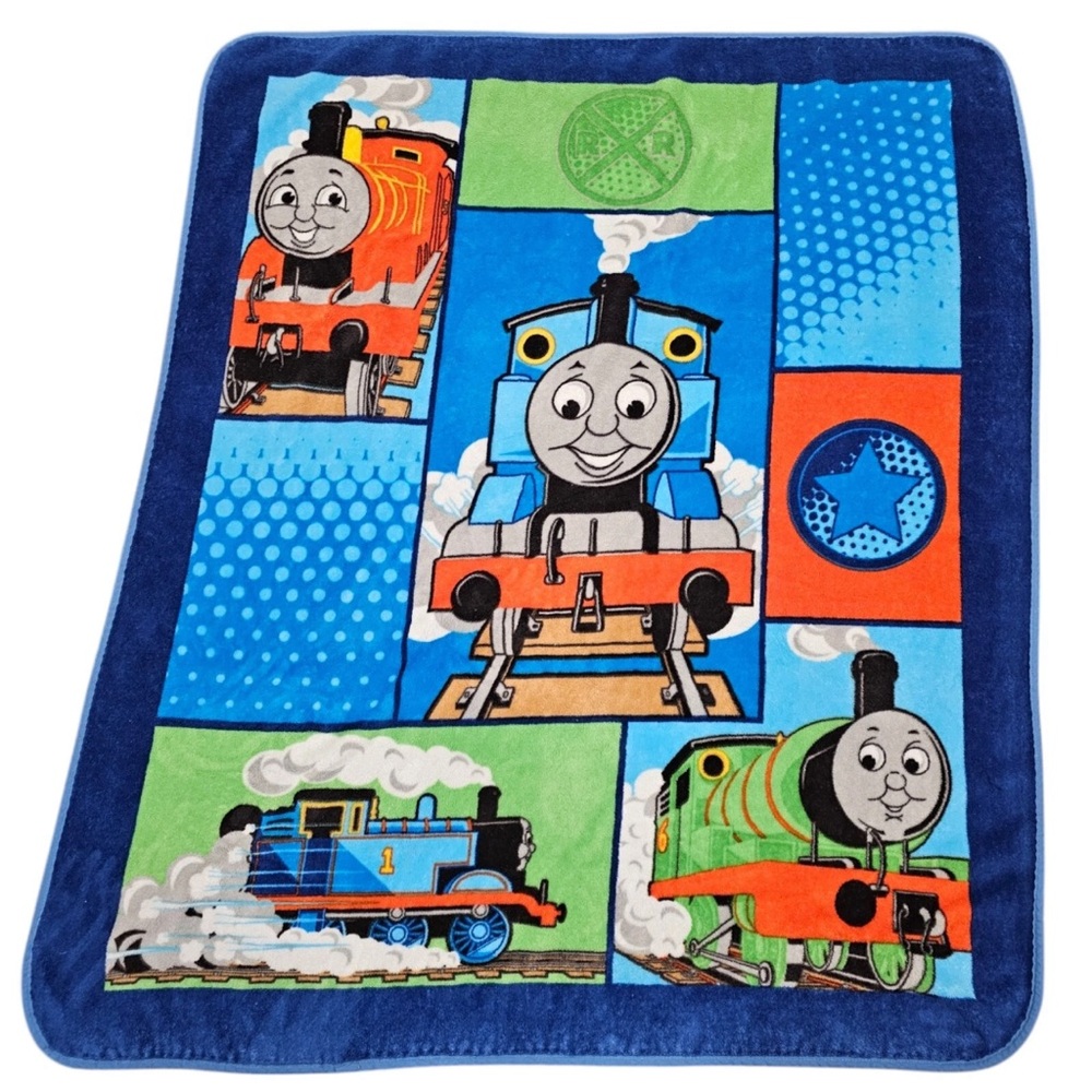 Thomas & Friends Colorful Fleece Train Blanket 50 X 60 Inch 2011 2 Sided Print